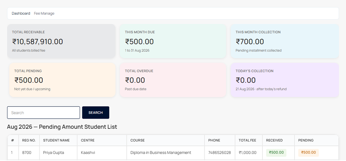 Fee Manage