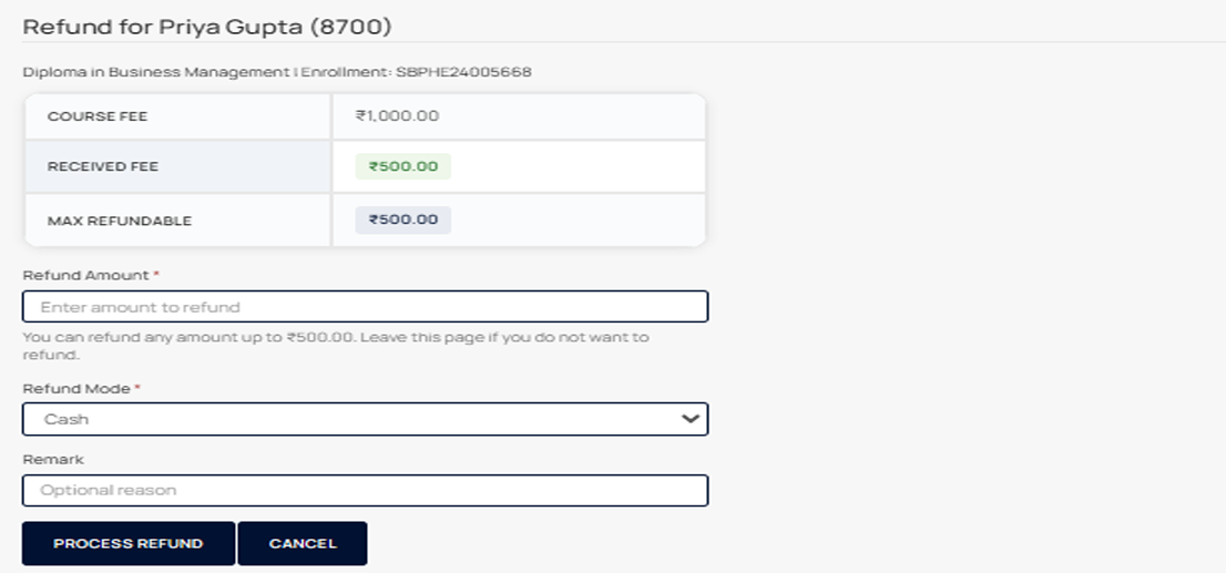 Centre Refunds